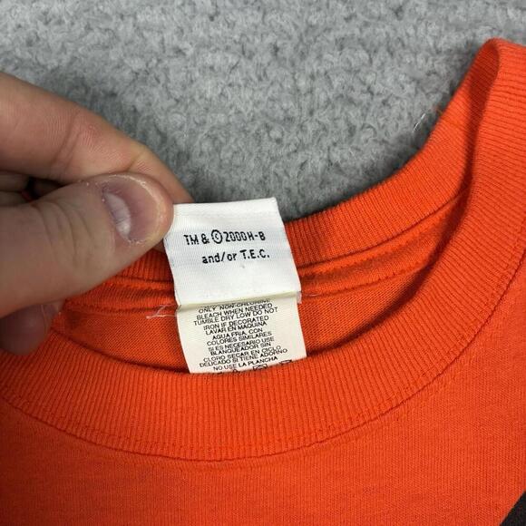 Vintage Flintstones T-Shirt Men’s XL Orange Fred Tie Hanna Barbera 90s AOP USA - Picture 3 of 8